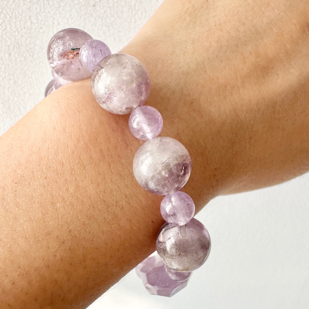 6.25 Elegant Amethyst Beaded Bracelet Crystal Bracelet 6-13mm